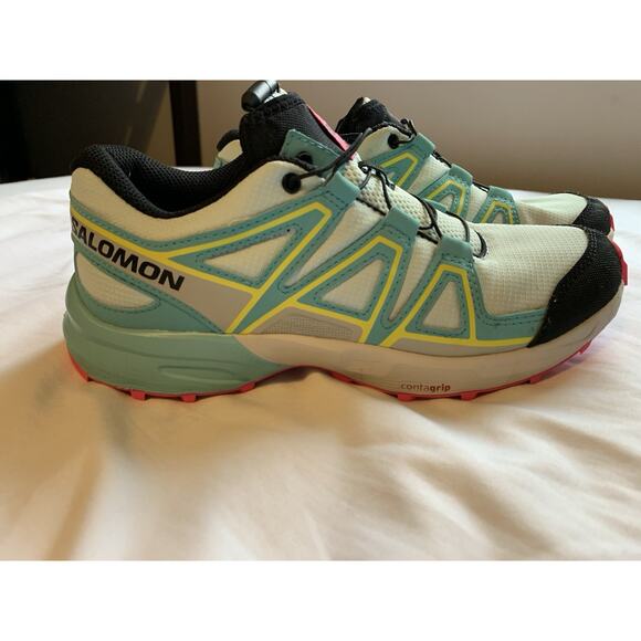 Women’s Salomon Speedcross Trail Running Shoes Size 4 Blue Pink Grippy - Picture 5 of 7